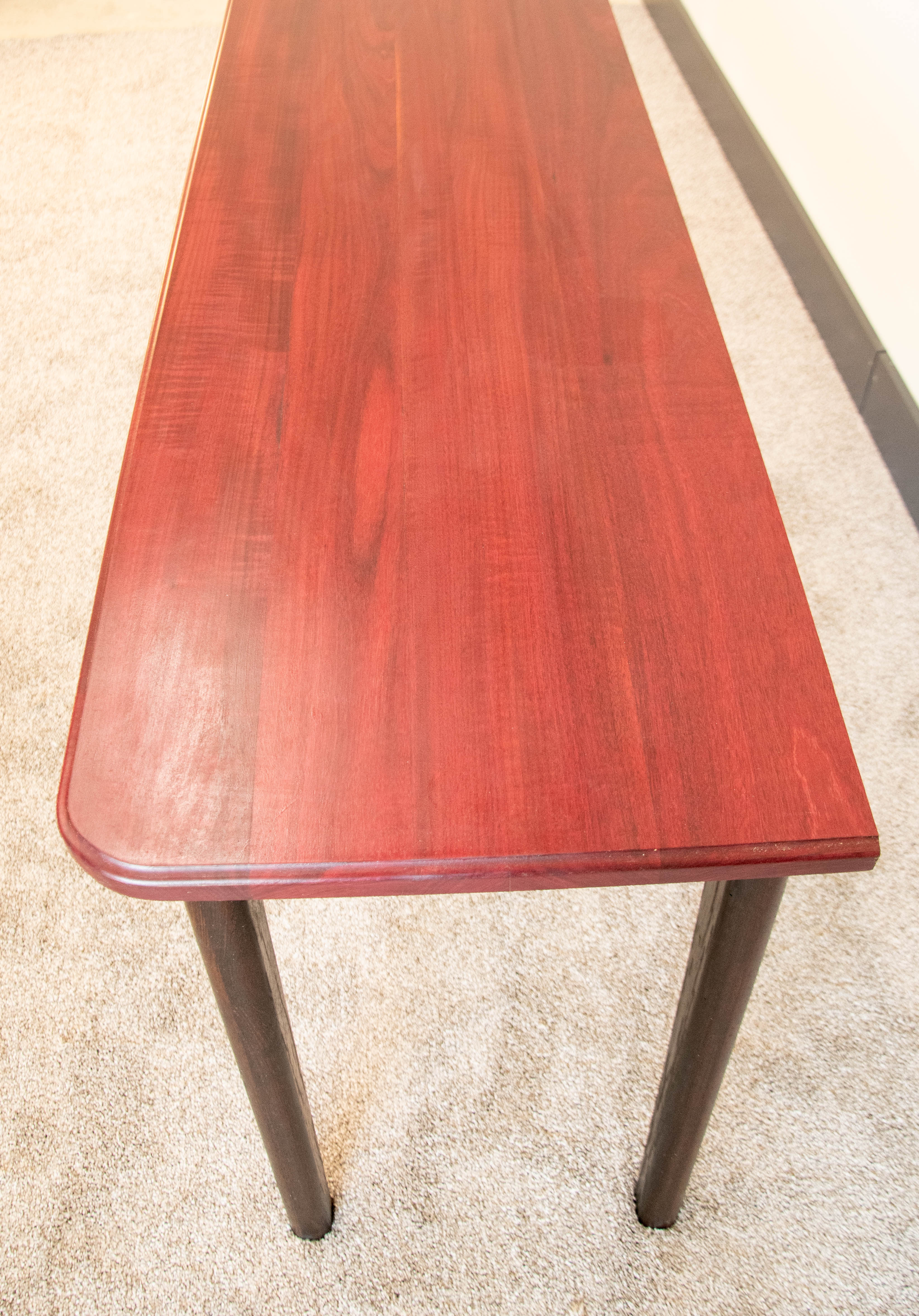Aubergine Mid Century Wenge & Purple Heart Wood Writing Desk | Solid Hardwood Desk with Drawer